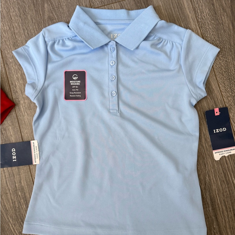 Izod Kids Polo Shirts - Bold Red and Soft Blue - Picture 3 of 7